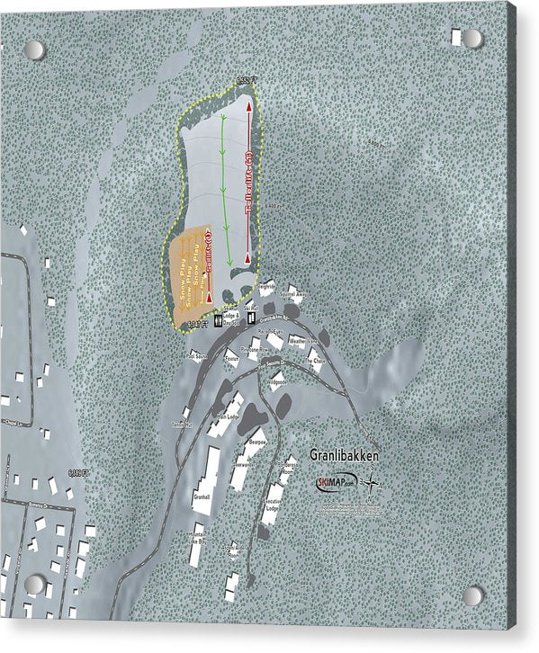 Granlibakken Ski Trail Map - Acrylic Print - Powderaddicts