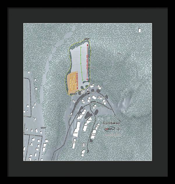 Granlibakken Ski Trail Map - Framed Print - Powderaddicts