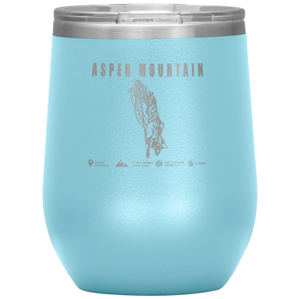 Aspen Mountain Colorado Ski Trail Map Wine 12oz Tumbler - Powderaddicts
