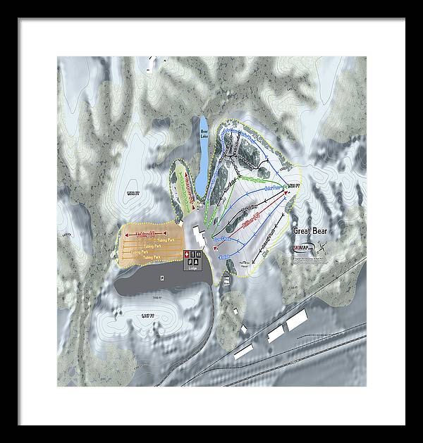 Great Bear Ski Trail Map - Framed Print - Powderaddicts