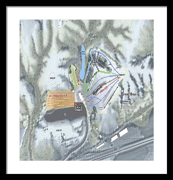 Great Bear Ski Trail Map - Framed Print - Powderaddicts