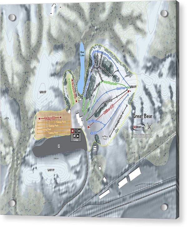 Great Bear Ski Trail Map - Acrylic Print - Powderaddicts