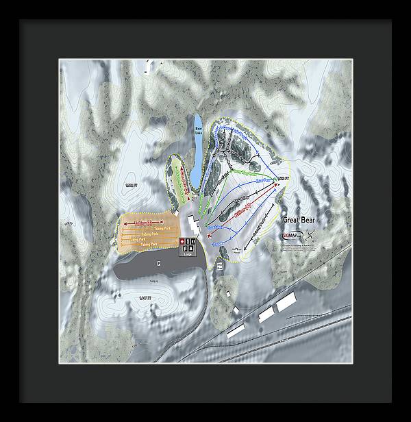 Great Bear Ski Trail Map - Framed Print - Powderaddicts