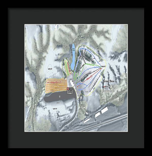Great Bear Ski Trail Map - Framed Print - Powderaddicts