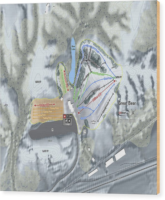 Great Bear Ski Trail Map - Wood Print - Powderaddicts