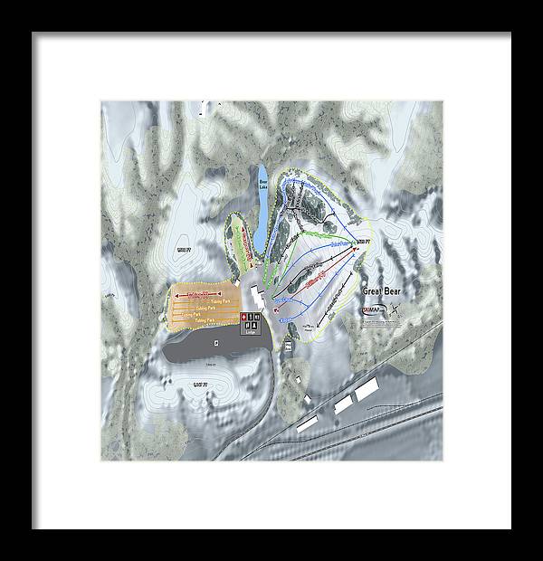 Great Bear Ski Trail Map - Framed Print - Powderaddicts