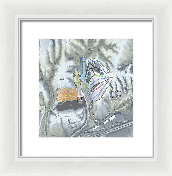 Great Bear Ski Trail Map - Framed Print - Powderaddicts