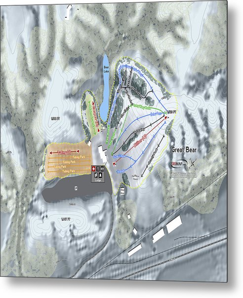 Great Bear Ski Trail Map - Metal Print - Powderaddicts