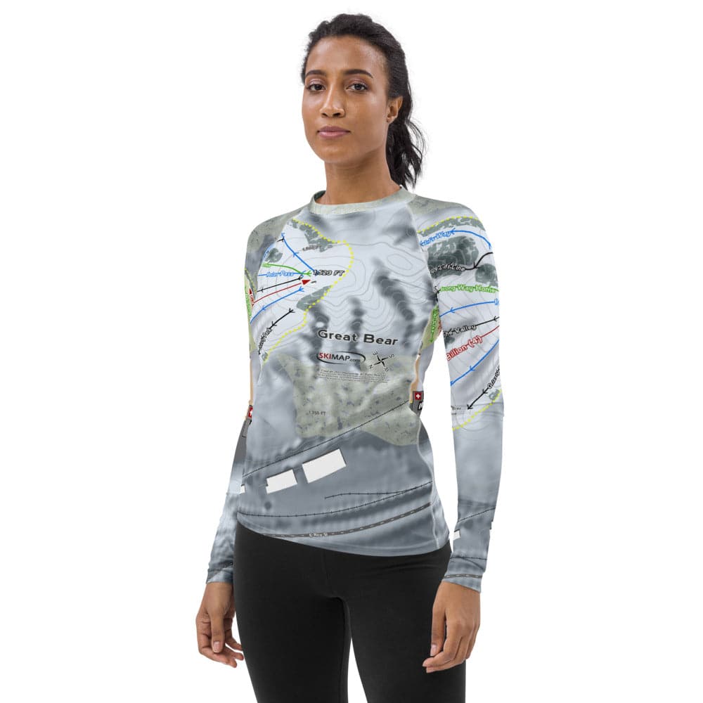 Great Bear, South Dakota Ski Trail Map Women&#39;s Base Layer Top - Powderaddicts