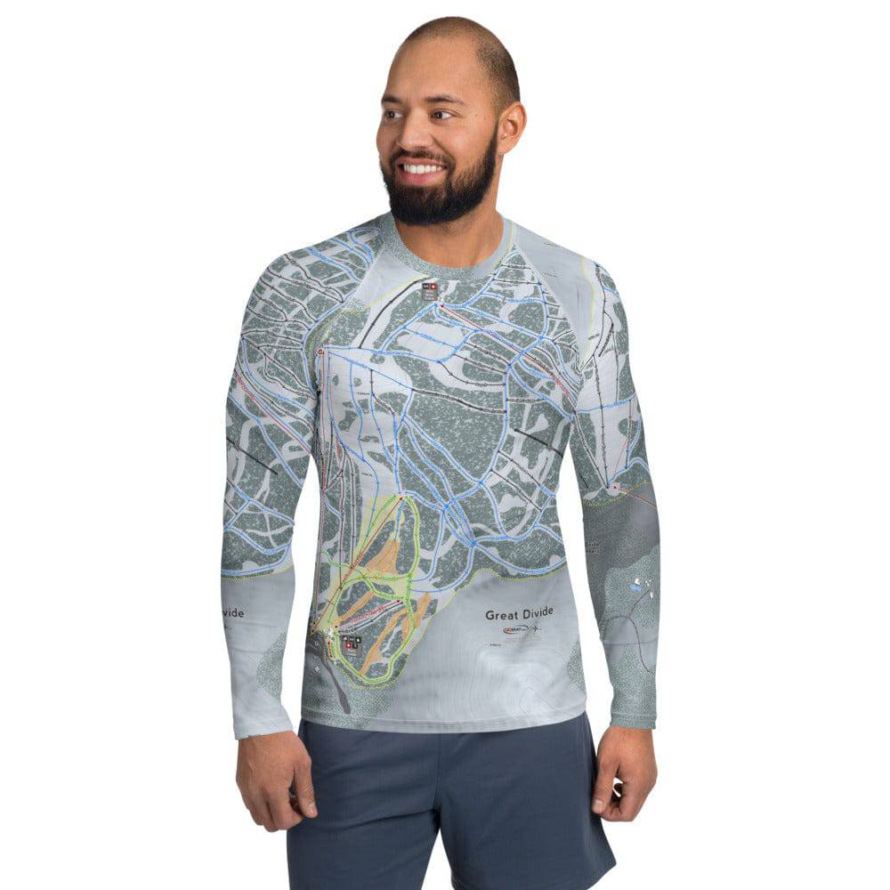 Great Divide, Montana Ski Trail Map Men's Base Layer Top - Powderaddicts