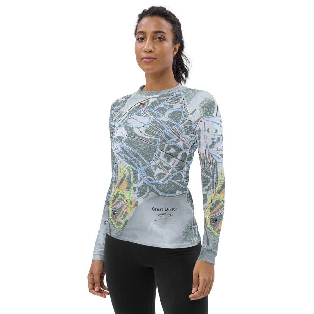 Great Divide, Montana Ski Trail Map Women's Base Layer Top - Powderaddicts