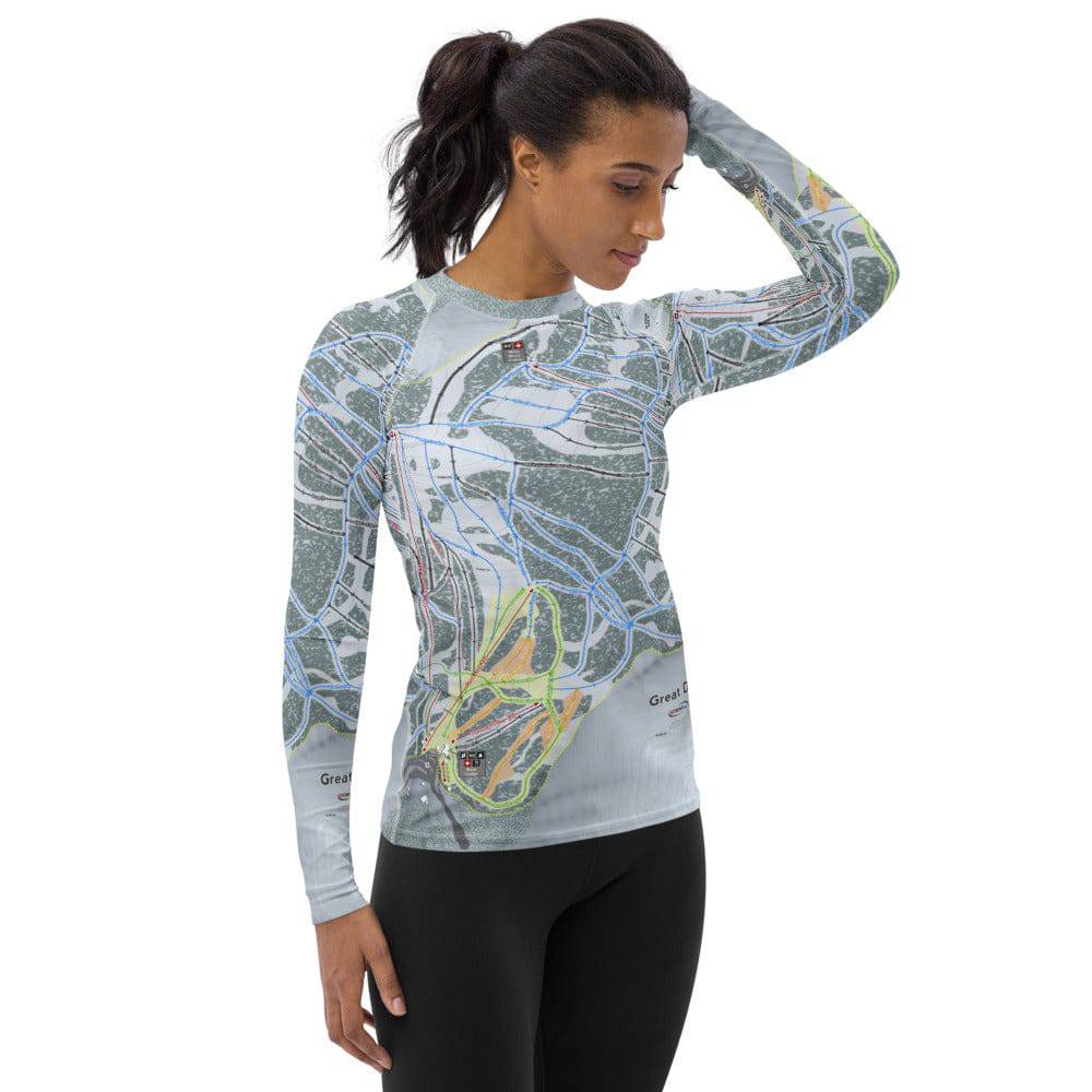 Great Divide, Montana Ski Trail Map Women's Base Layer Top - Powderaddicts