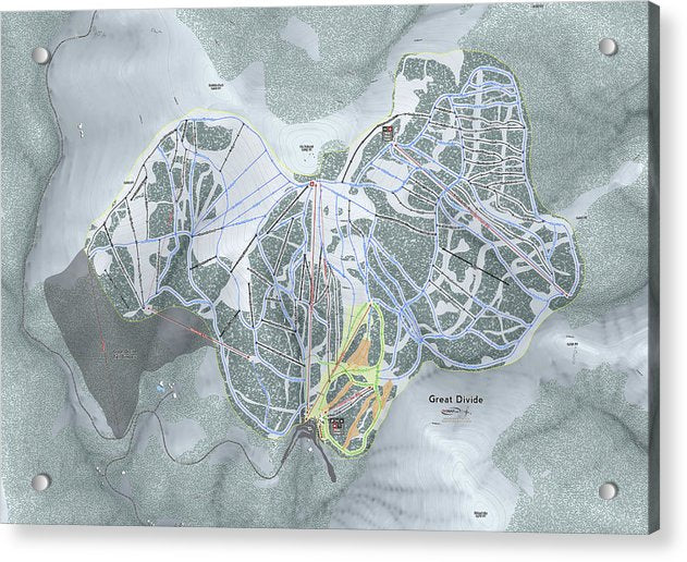Great Divide Ski Trail Map - Acrylic Print - Powderaddicts