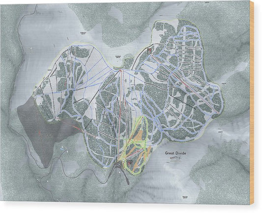 Great Divide Ski Trail Map - Wood Print - Powderaddicts