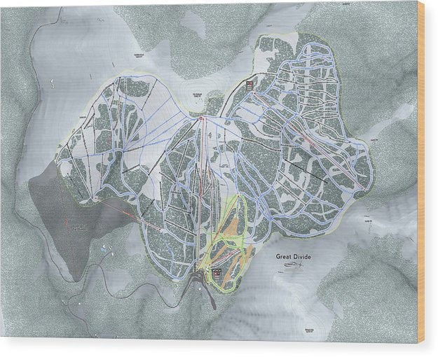 Great Divide Ski Trail Map - Wood Print - Powderaddicts