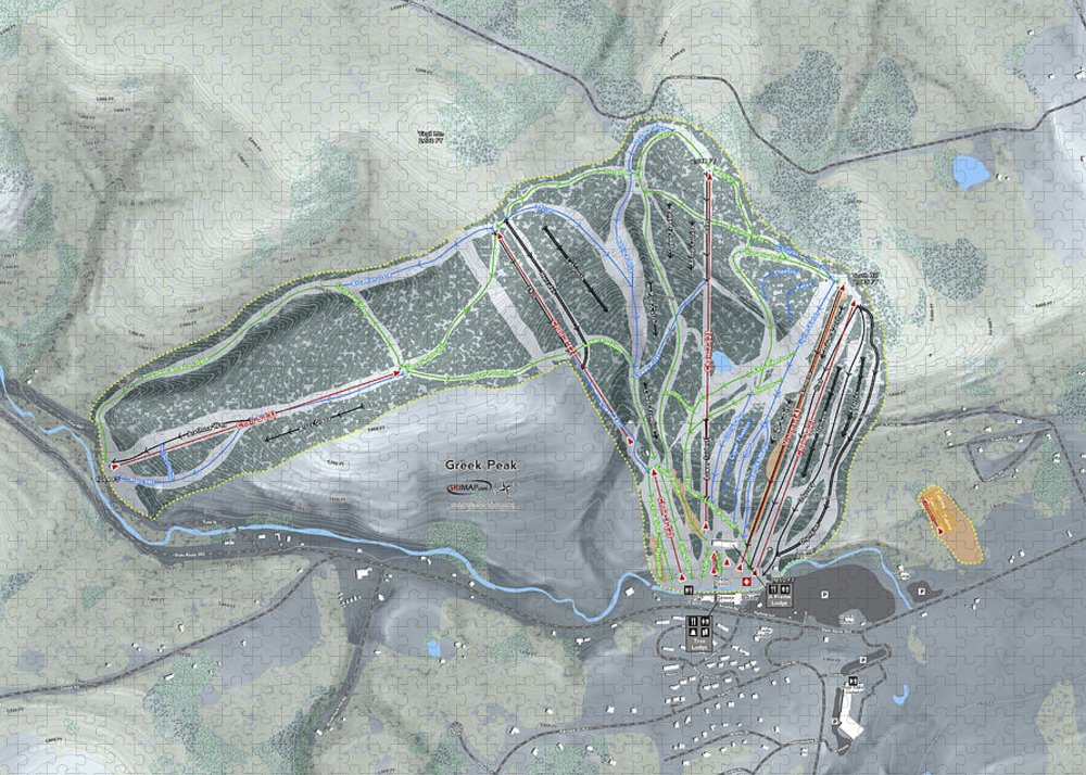 Greek Peak, New York Ski Trail Map - Puzzle - Powderaddicts