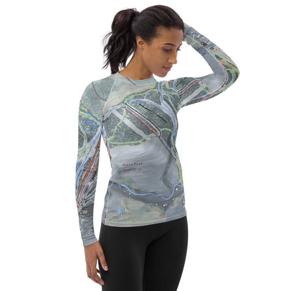 Greek Peak, New York Ski Trail Map Women's Base Layer Top - Powderaddicts