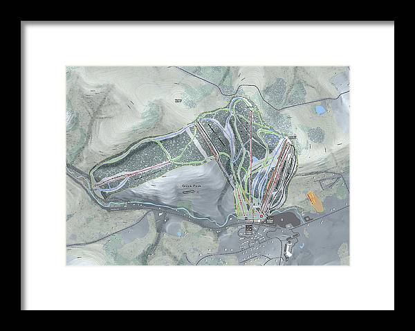 Greek Peak Ski Trail Map - Framed Print - Powderaddicts