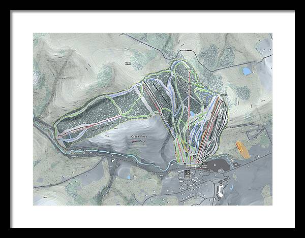 Greek Peak Ski Trail Map - Framed Print - Powderaddicts