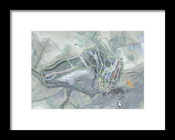Greek Peak Ski Trail Map - Framed Print - Powderaddicts