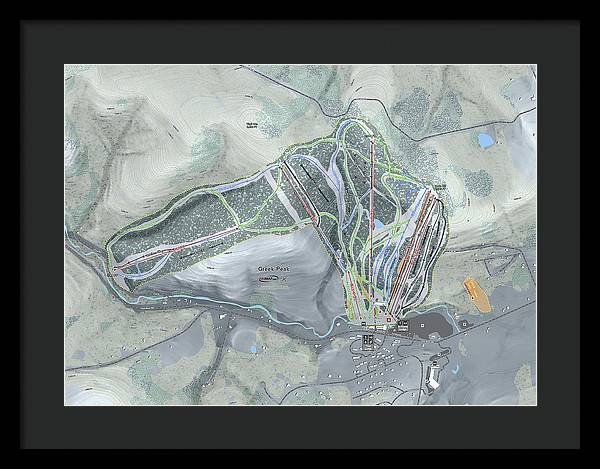 Greek Peak Ski Trail Map - Framed Print - Powderaddicts