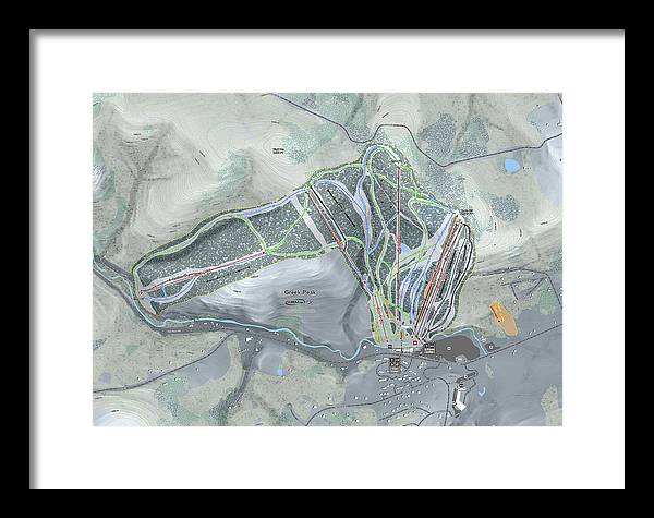 Greek Peak Ski Trail Map - Framed Print - Powderaddicts