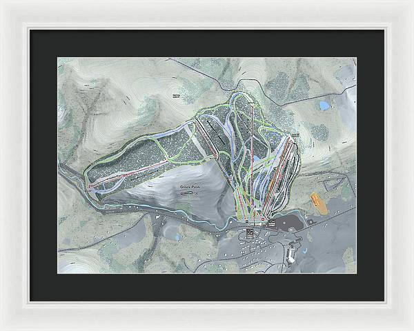 Greek Peak Ski Trail Map - Framed Print - Powderaddicts