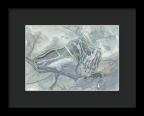 Greek Peak Ski Trail Map - Framed Print - Powderaddicts