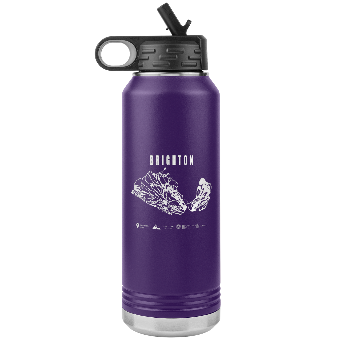 Brighton,Utah Ski Trail Map 32oz Water Bottle Tumbler - Powderaddicts