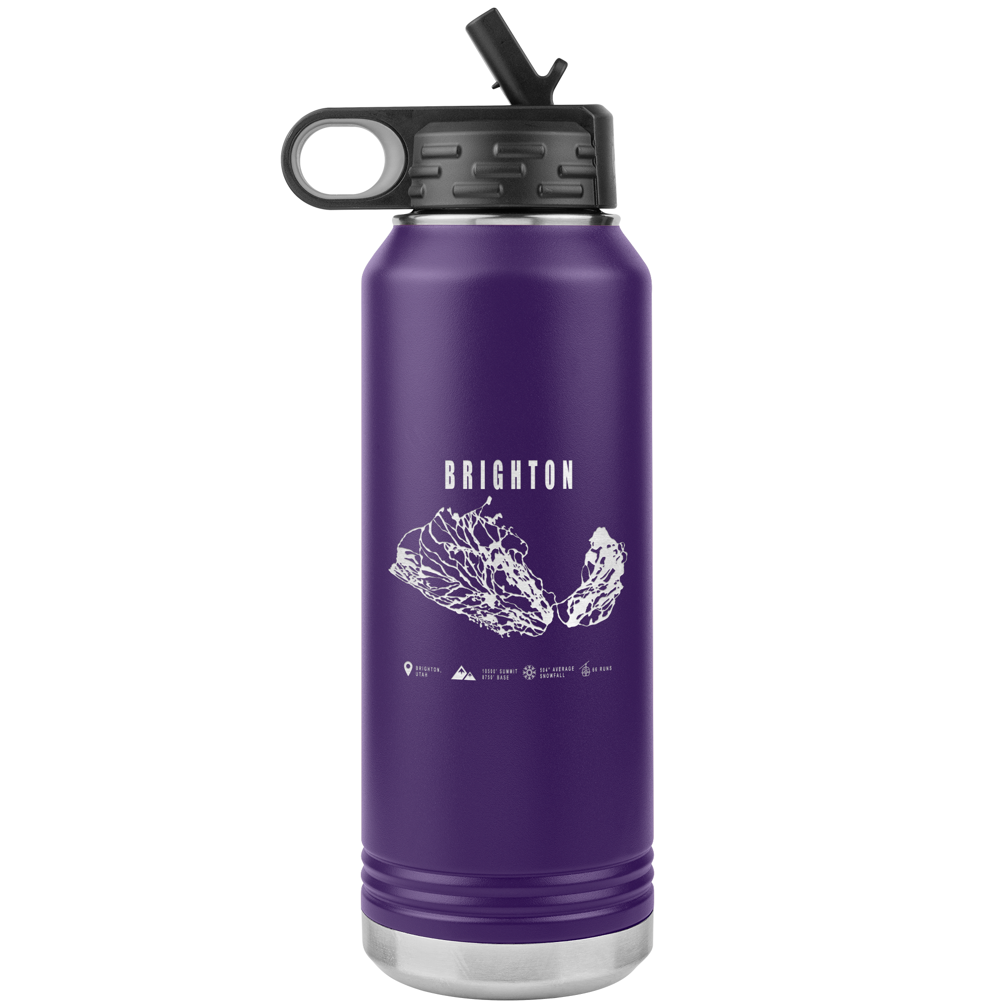 Brighton,Utah Ski Trail Map 32oz Water Bottle Tumbler - Powderaddicts