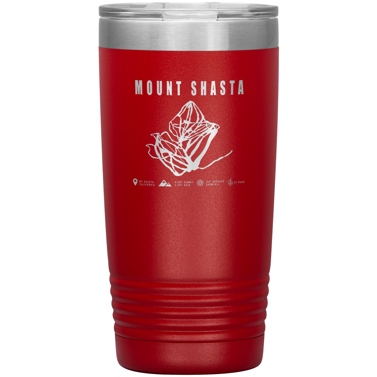 Mount Shasta, California Ski Trail Map 20oz Tumbler - Powderaddicts