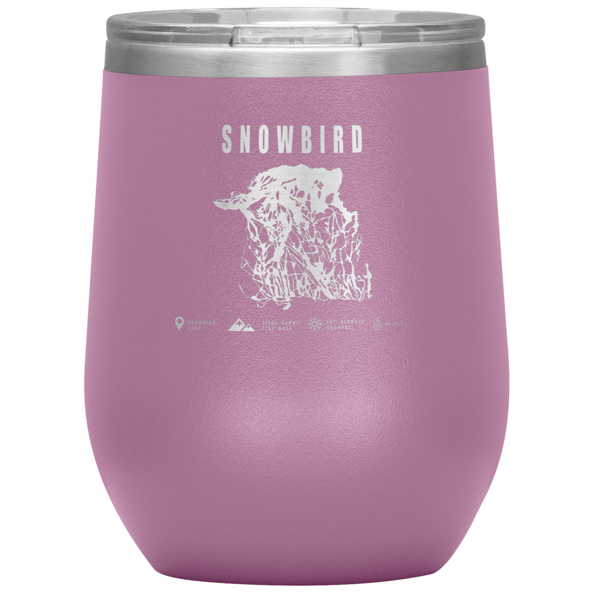 Snowbird,Utah Ski Trail Map Wine 12oz Tumbler - Powderaddicts