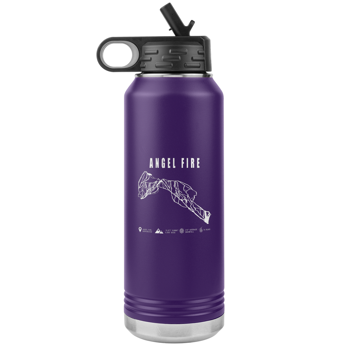 Angel Fire, New Mexico Ski Trail Map 32oz Water Bottle Tumbler - Powderaddicts