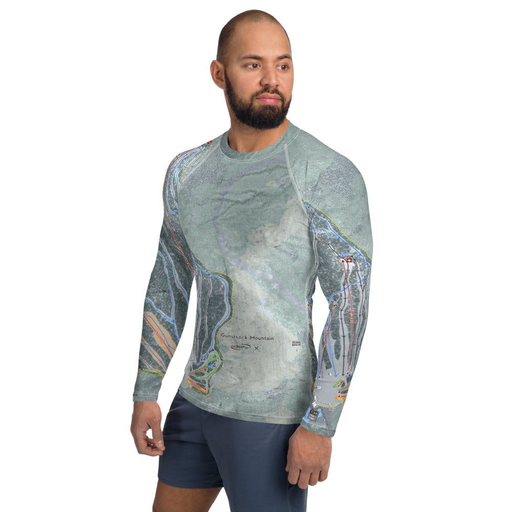 Gunstock Mountain, New Hampshire Ski Trail Map Men's Base Layer Top - Powderaddicts