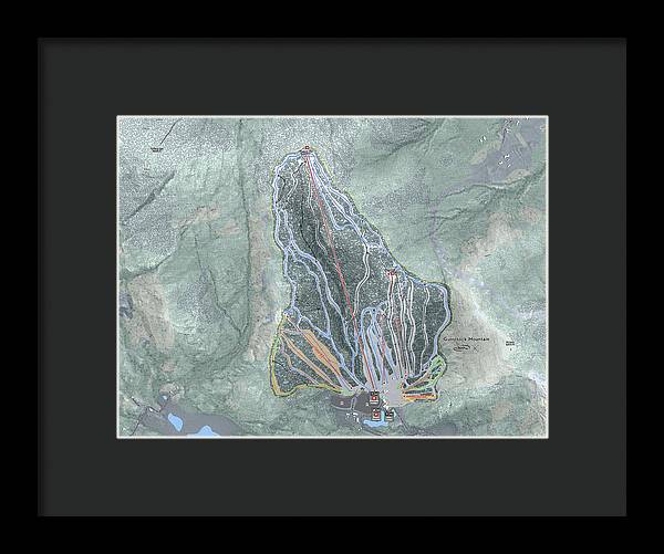 Gunstock Mountain Ski Trail Map - Framed Print - Powderaddicts