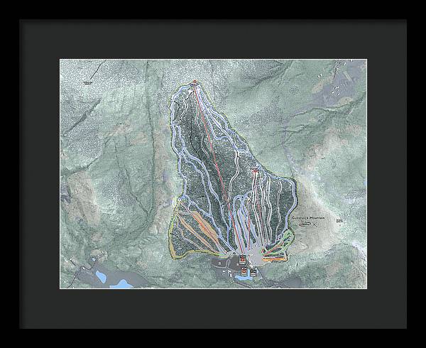 Gunstock Mountain Ski Trail Map - Framed Print - Powderaddicts