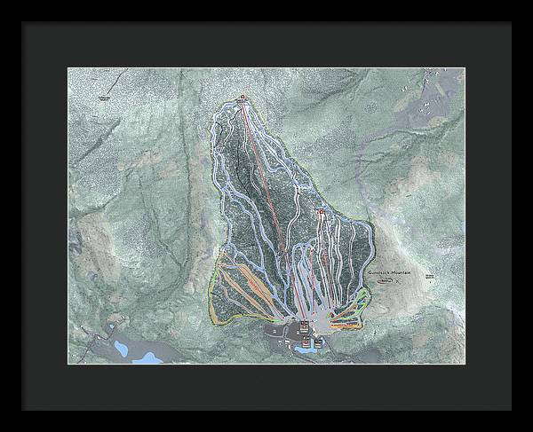 Gunstock Mountain Ski Trail Map - Framed Print - Powderaddicts