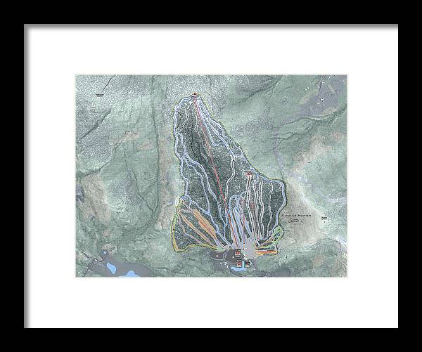 Gunstock Mountain Ski Trail Map - Framed Print - Powderaddicts