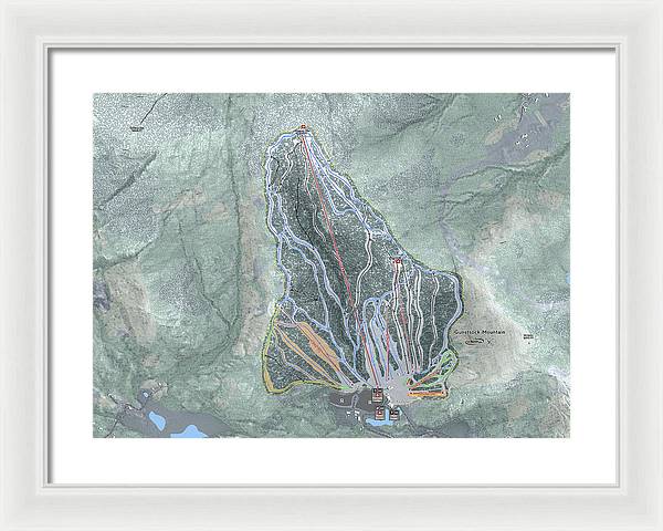 Gunstock Mountain Ski Trail Map - Framed Print - Powderaddicts