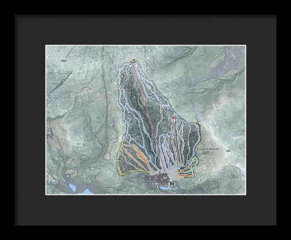 Gunstock Mountain Ski Trail Map - Framed Print - Powderaddicts