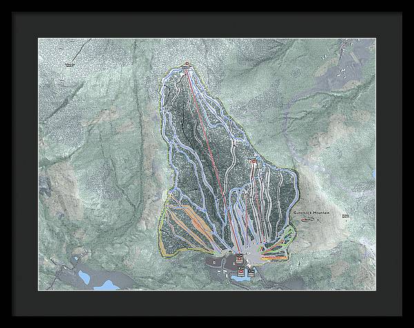 Gunstock Mountain Ski Trail Map - Framed Print - Powderaddicts