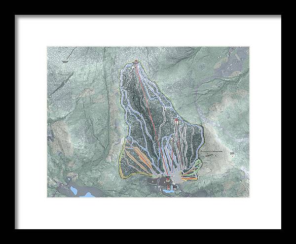 Gunstock Mountain Ski Trail Map - Framed Print - Powderaddicts