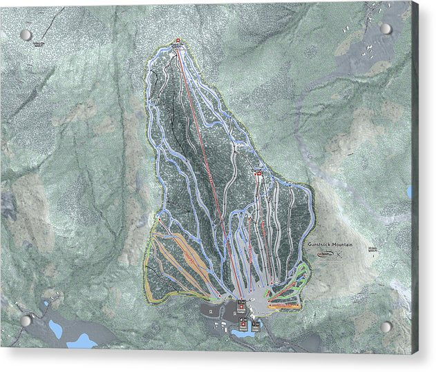 Gunstock Mountain Ski Trail Map - Acrylic Print - Powderaddicts