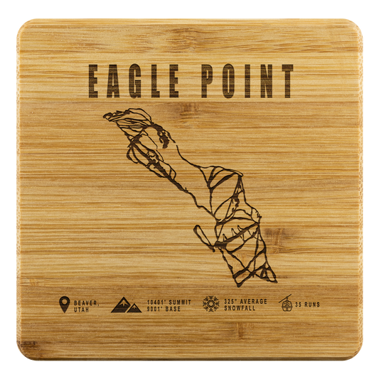 Eagle Point,Utah Ski Trail Map Bamboo Coaster - Powderaddicts