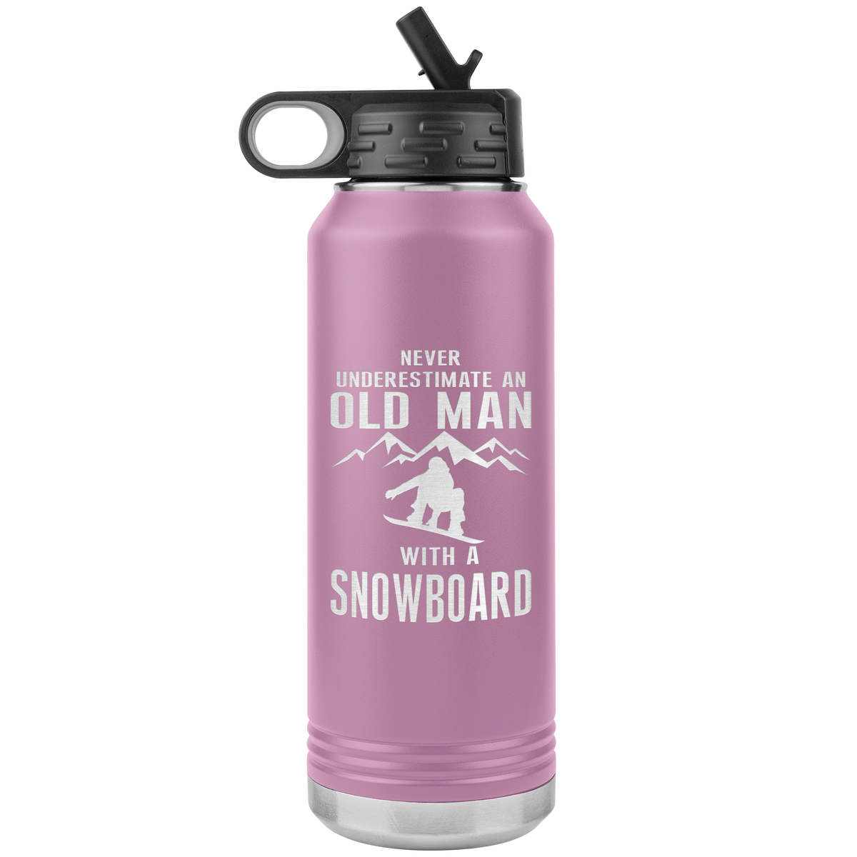 Never Underestimate An Old Man With A Snowboard 32oz Water Bottle Tumbler - Powderaddicts