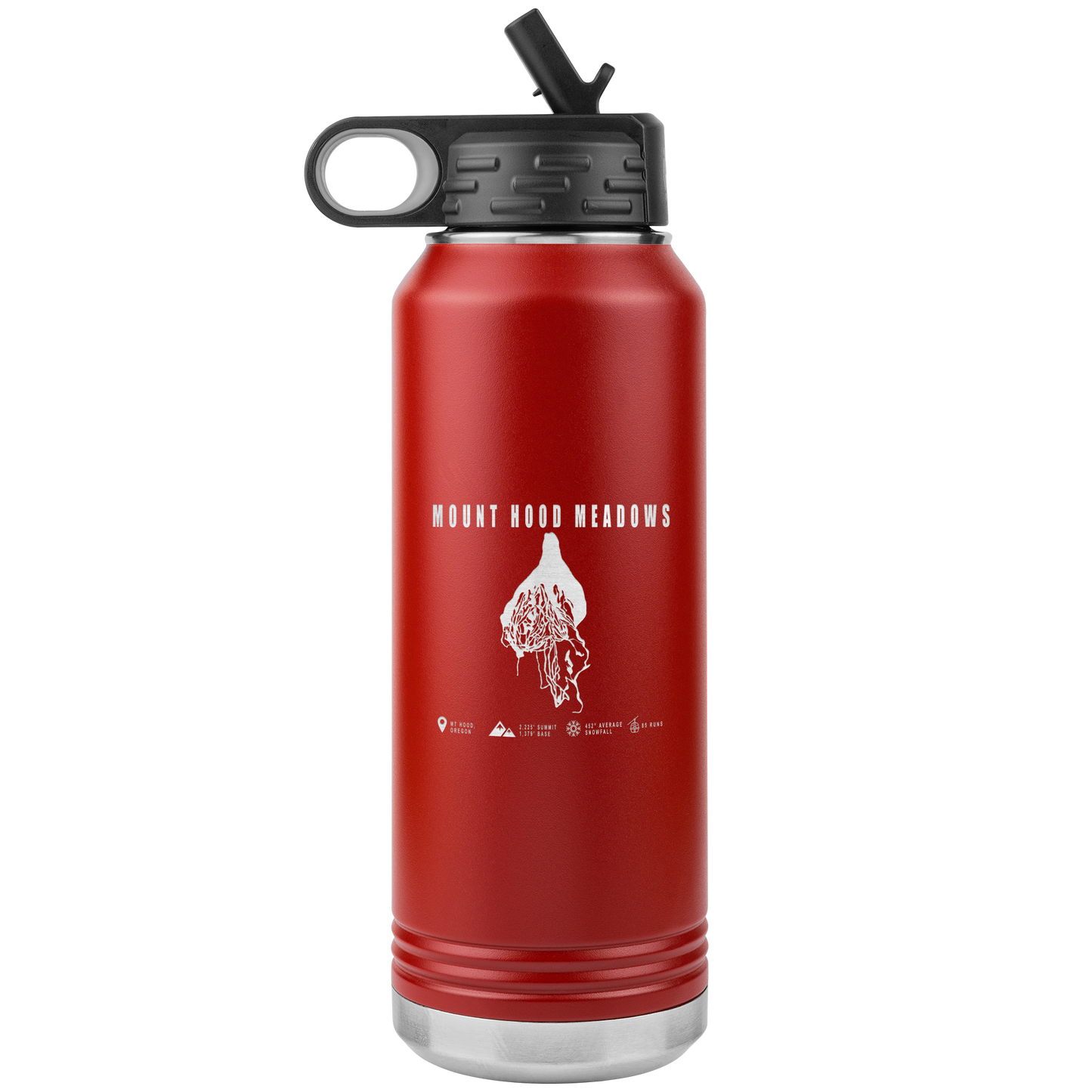 Mount Hood Meadows, Oregon Ski Trail Map 32oz Water Bottle Tumbler - Powderaddicts