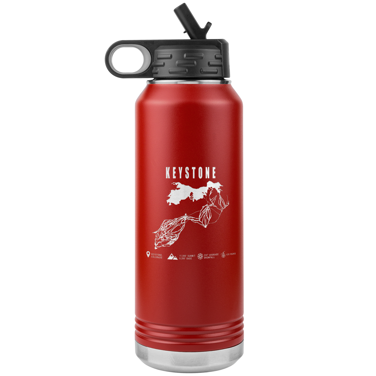 Keystone Colorado Ski Trail Map 32oz Water Bottle Tumbler - Powderaddicts