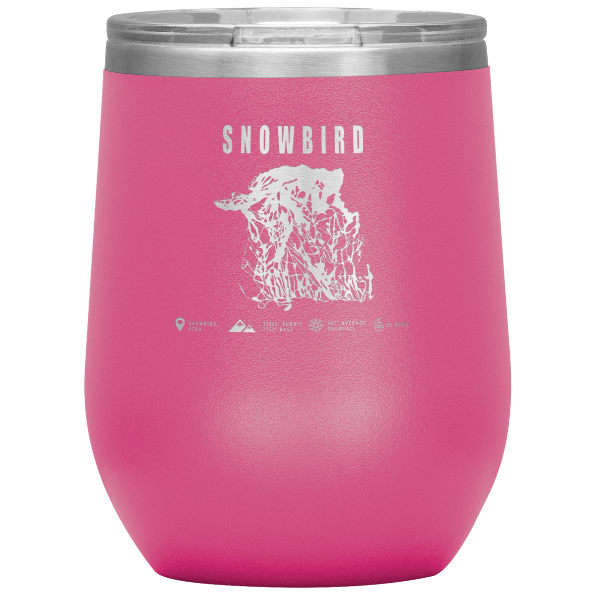Snowbird,Utah Ski Trail Map Wine 12oz Tumbler - Powderaddicts