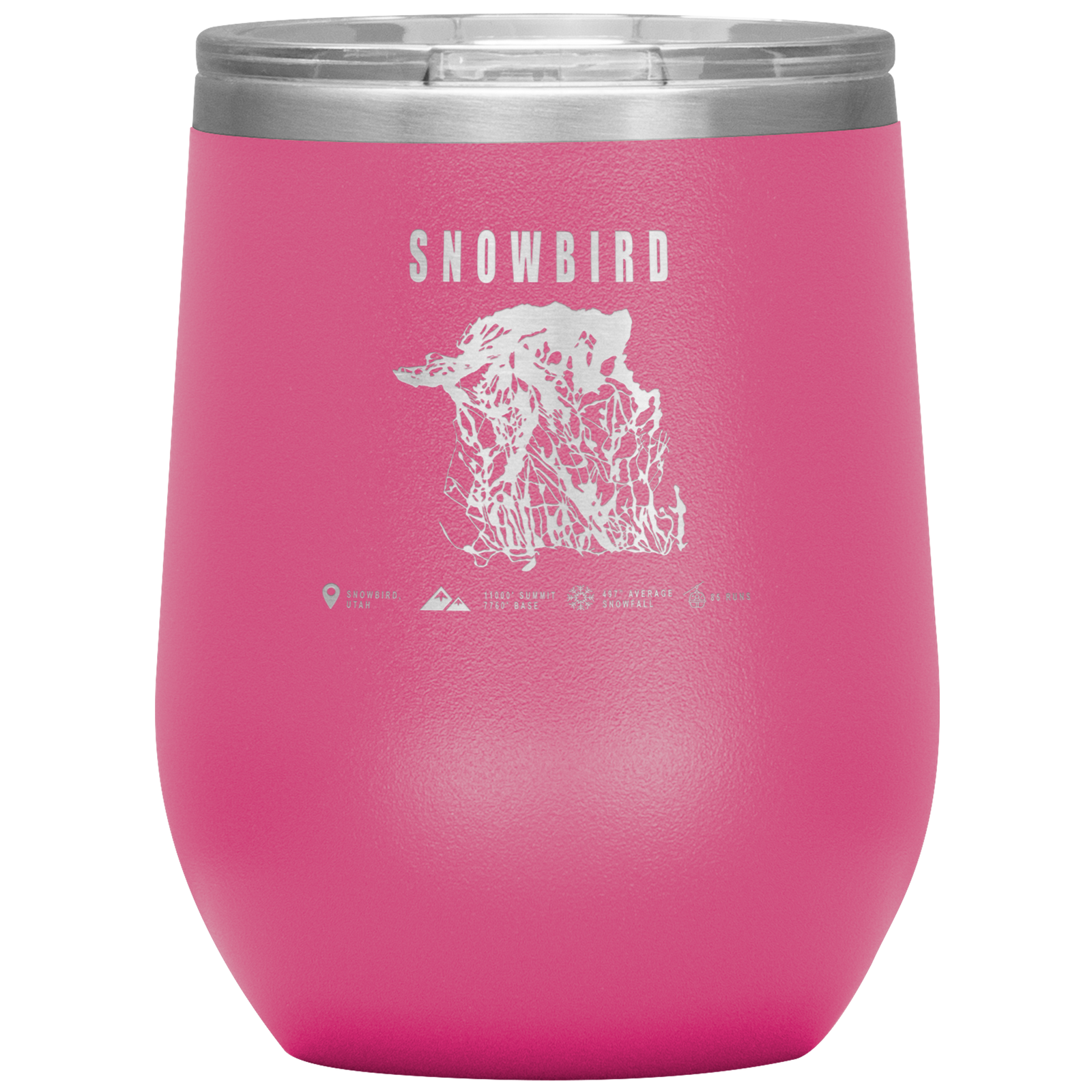 Snowbird,Utah Ski Trail Map Wine 12oz Tumbler - Powderaddicts