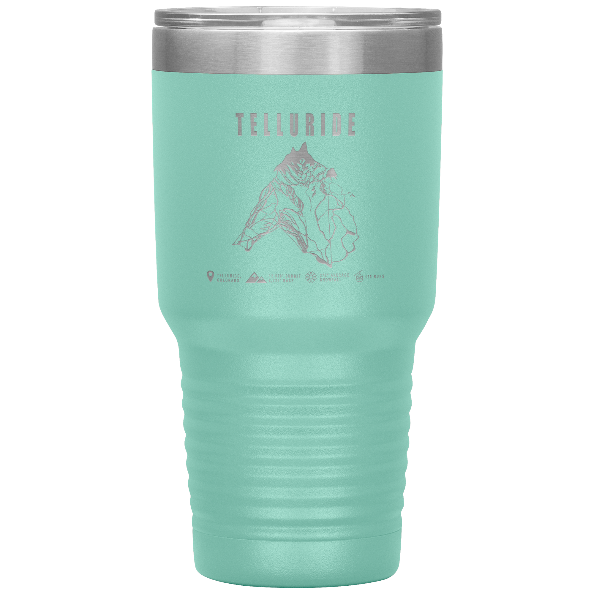 Telluride Colorado Ski Trail Map 30oz Tumbler - Powderaddicts